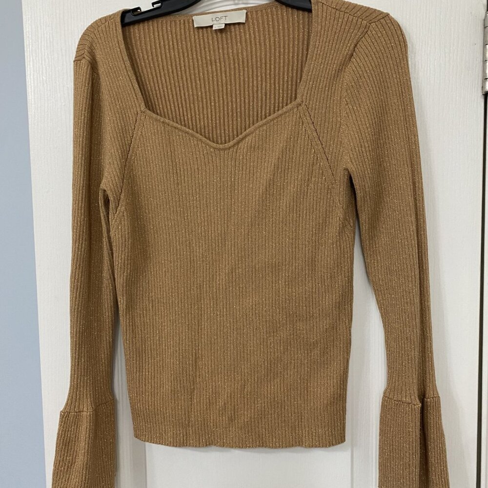 Loft Women's Gold Sparkly Sweater size L